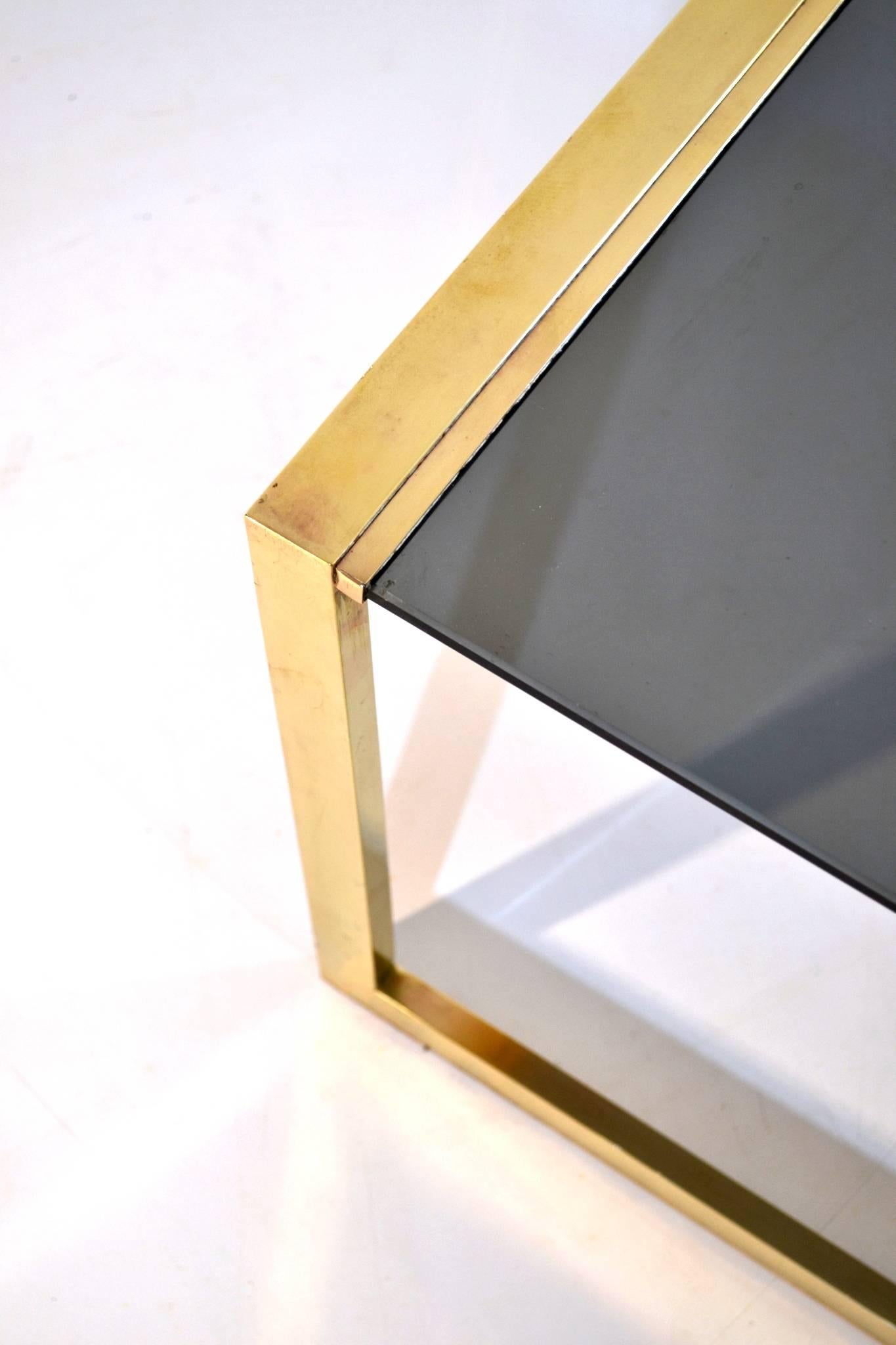 Italian Square Brass Coffee Table, 1970s In Excellent Condition In Albano Laziale, Rome/Lazio