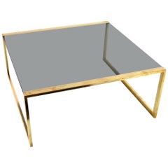 Italian Square Brass Coffee Table, 1970s