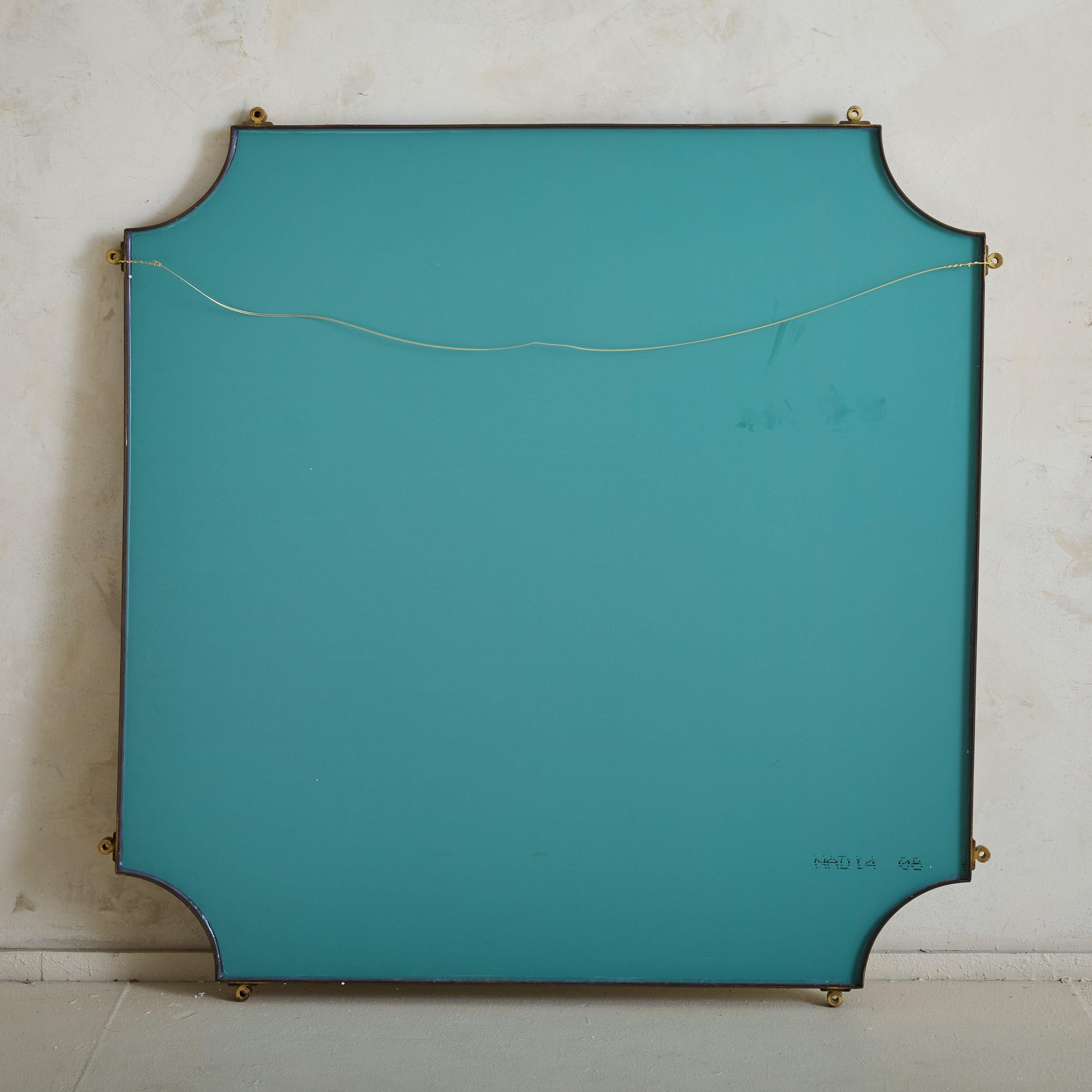 Italian Square Brass Wall Mirror with Scalloped Corners, 1960s - 2 Available For Sale 6