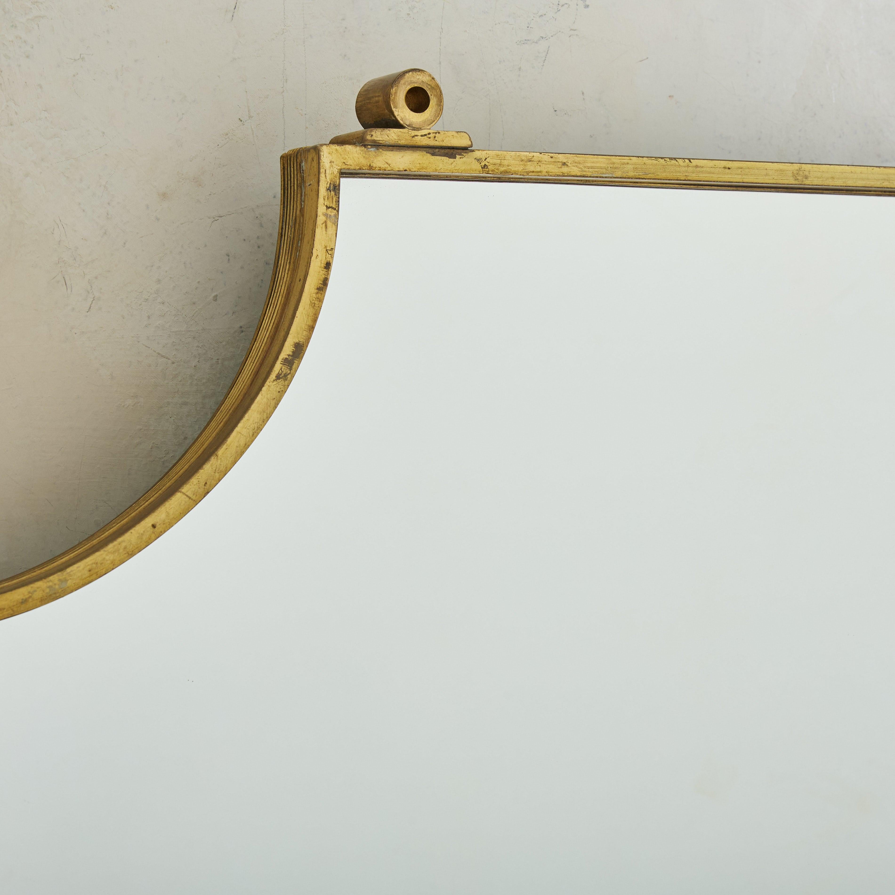 Mid-Century Modern Italian Square Brass Wall Mirror with Scalloped Corners, 1960s - 2 Available For Sale