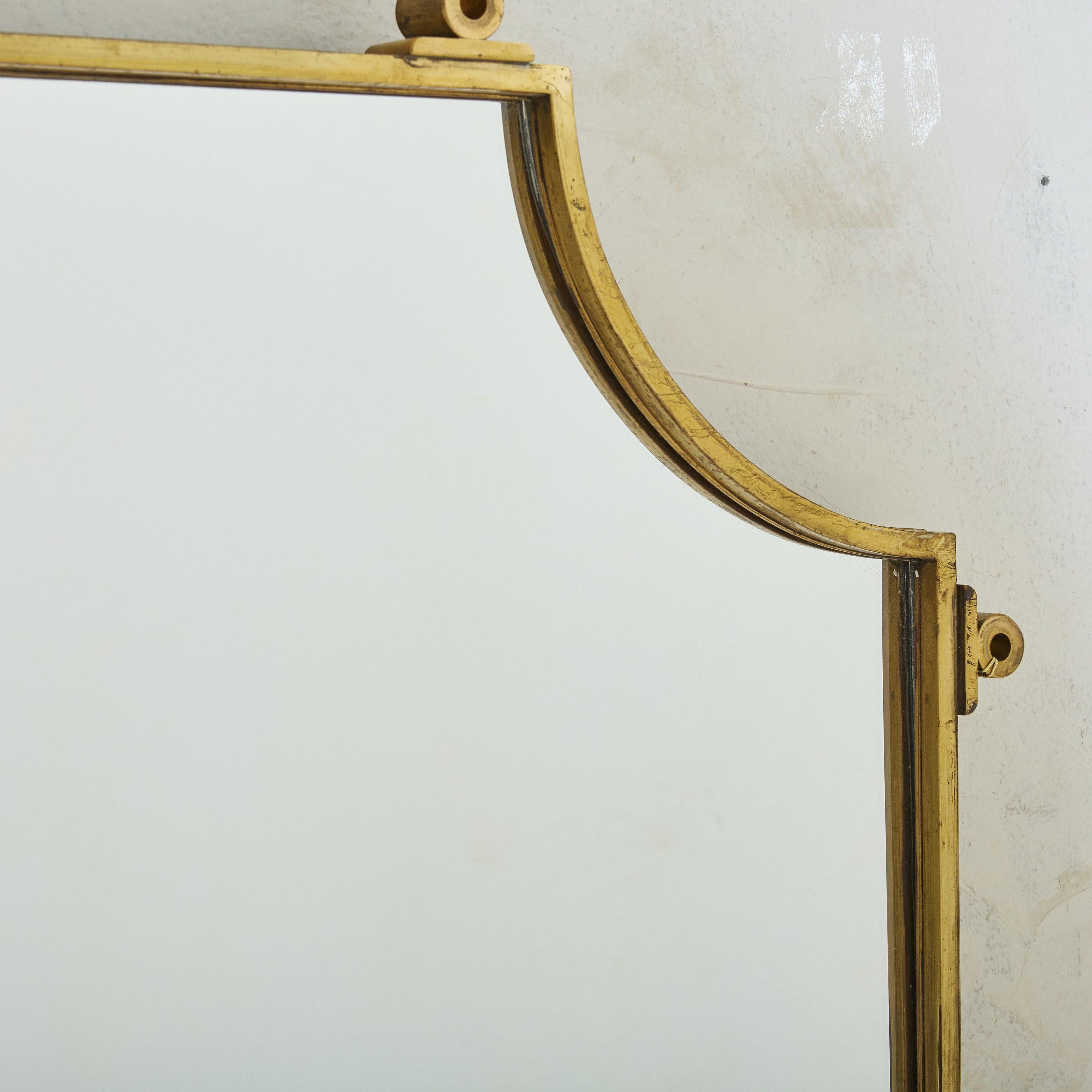 Italian Square Brass Wall Mirror with Scalloped Corners, 1960s - 2 Available For Sale 1