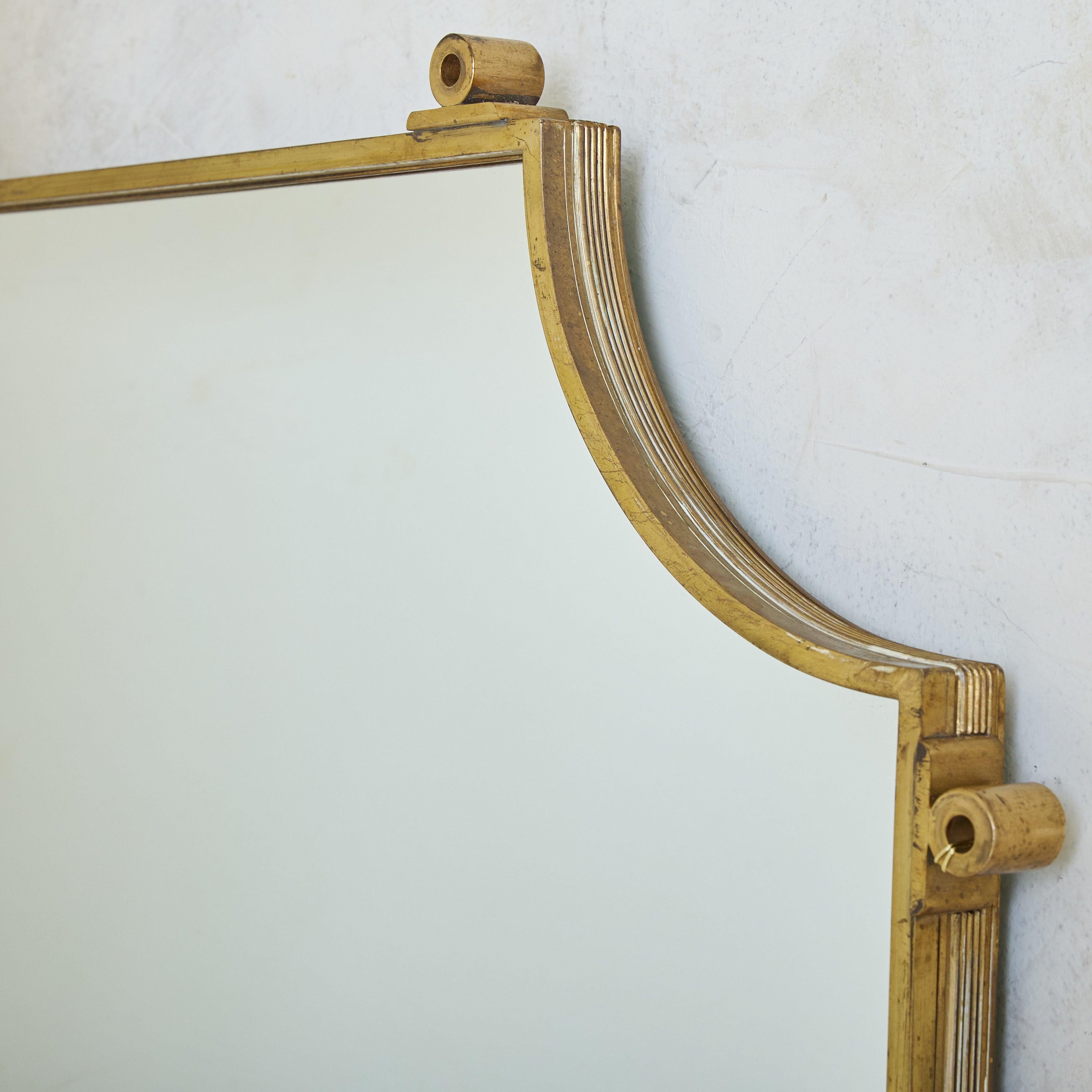 Italian Square Brass Wall Mirror with Scalloped Corners, 1960s - 2 Available For Sale 2