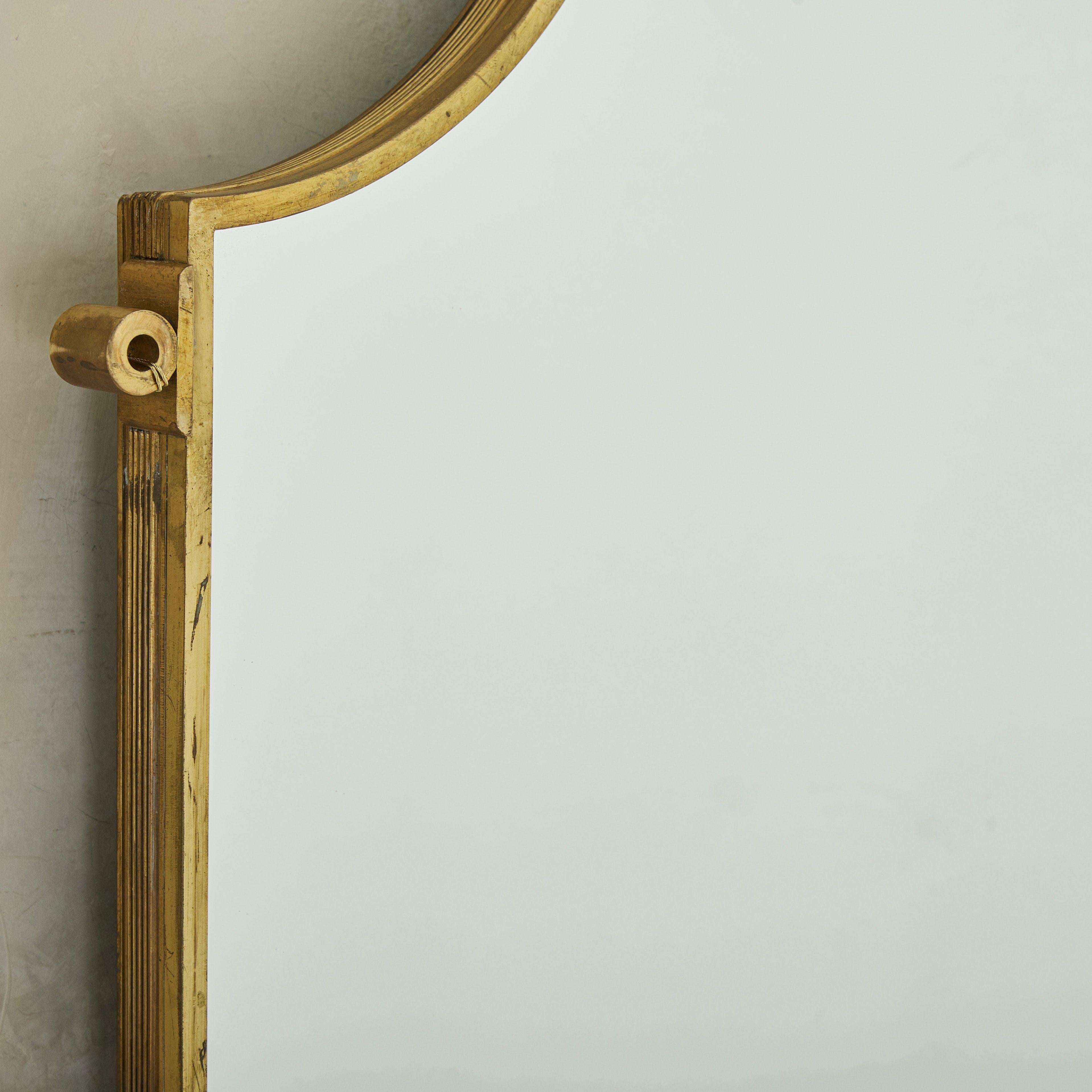 Italian Square Brass Wall Mirror with Scalloped Corners, 1960s - 2 Available For Sale 4