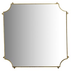 Italian Square Brass Wall Mirror with Scalloped Corners, 1960s - 2 Available