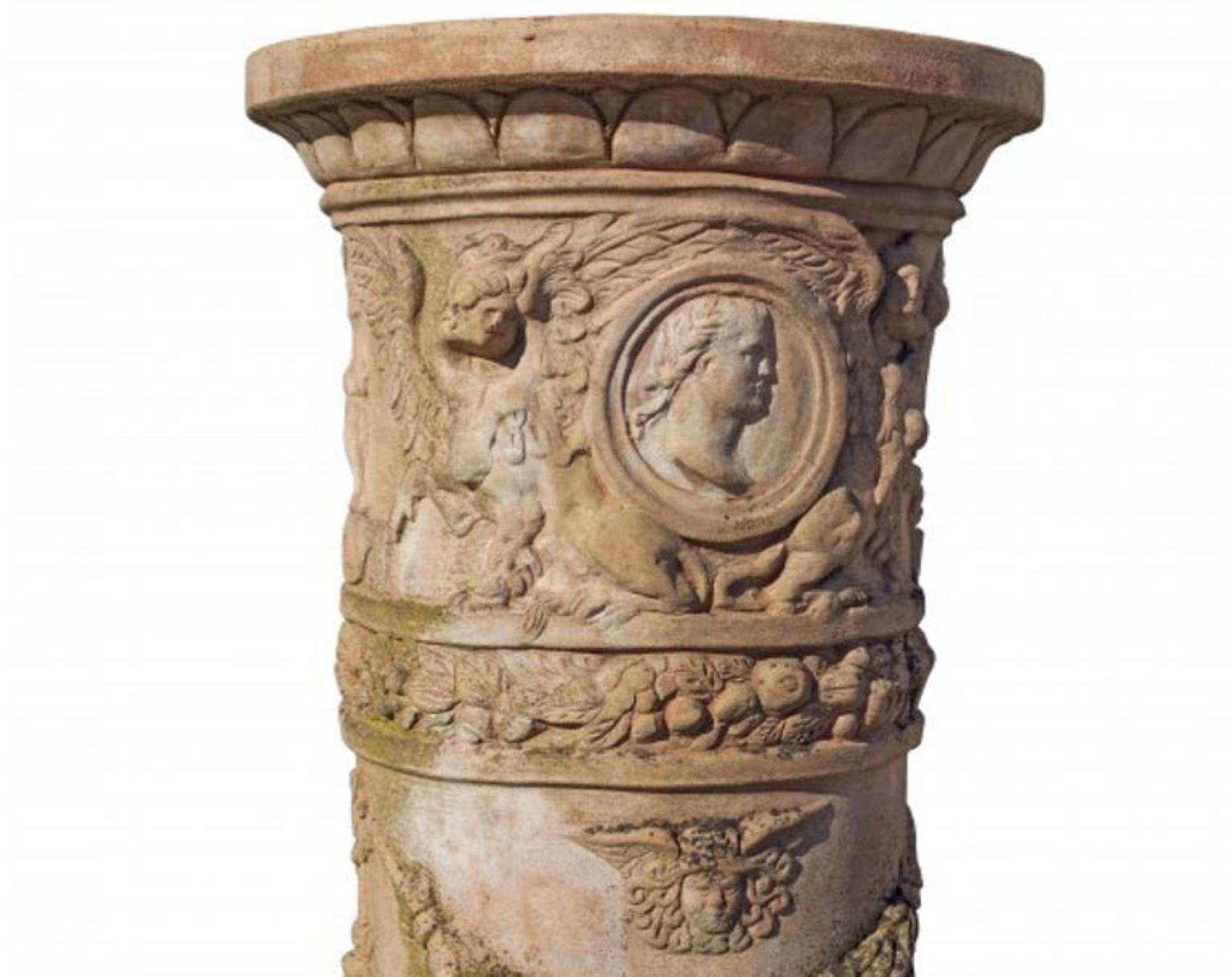 Baroque colonne carrée italienne en terre cuite de la fin du 19ème siècle en vente