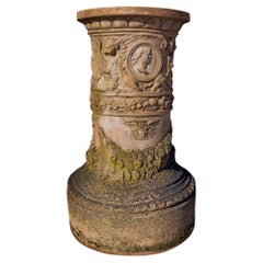 Used Italian Square Column in Terracotta End 19th Century