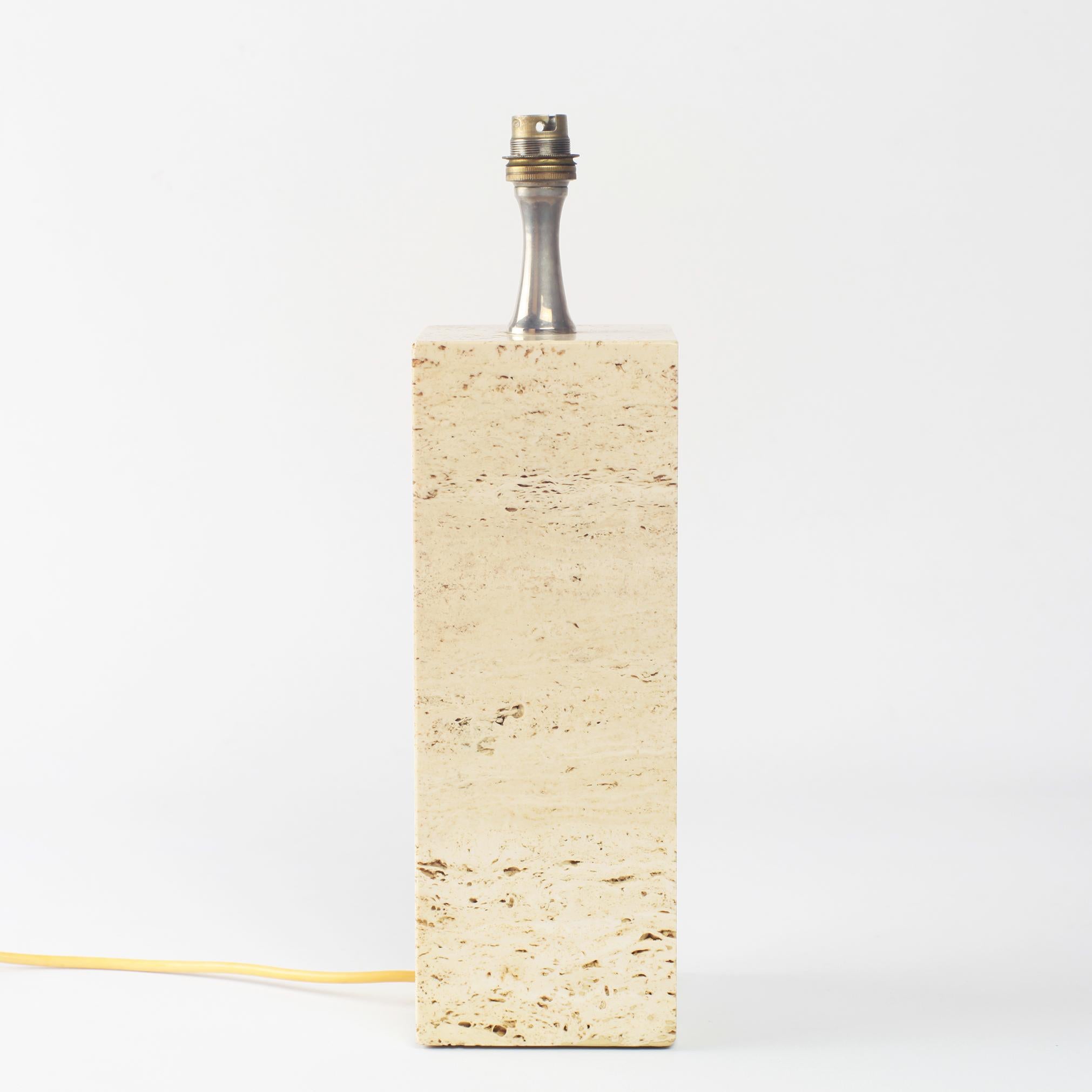 Italian Square Column Travertine Lamp, 1960 2