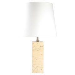 Italian Square Column Travertine Lamp, 1960