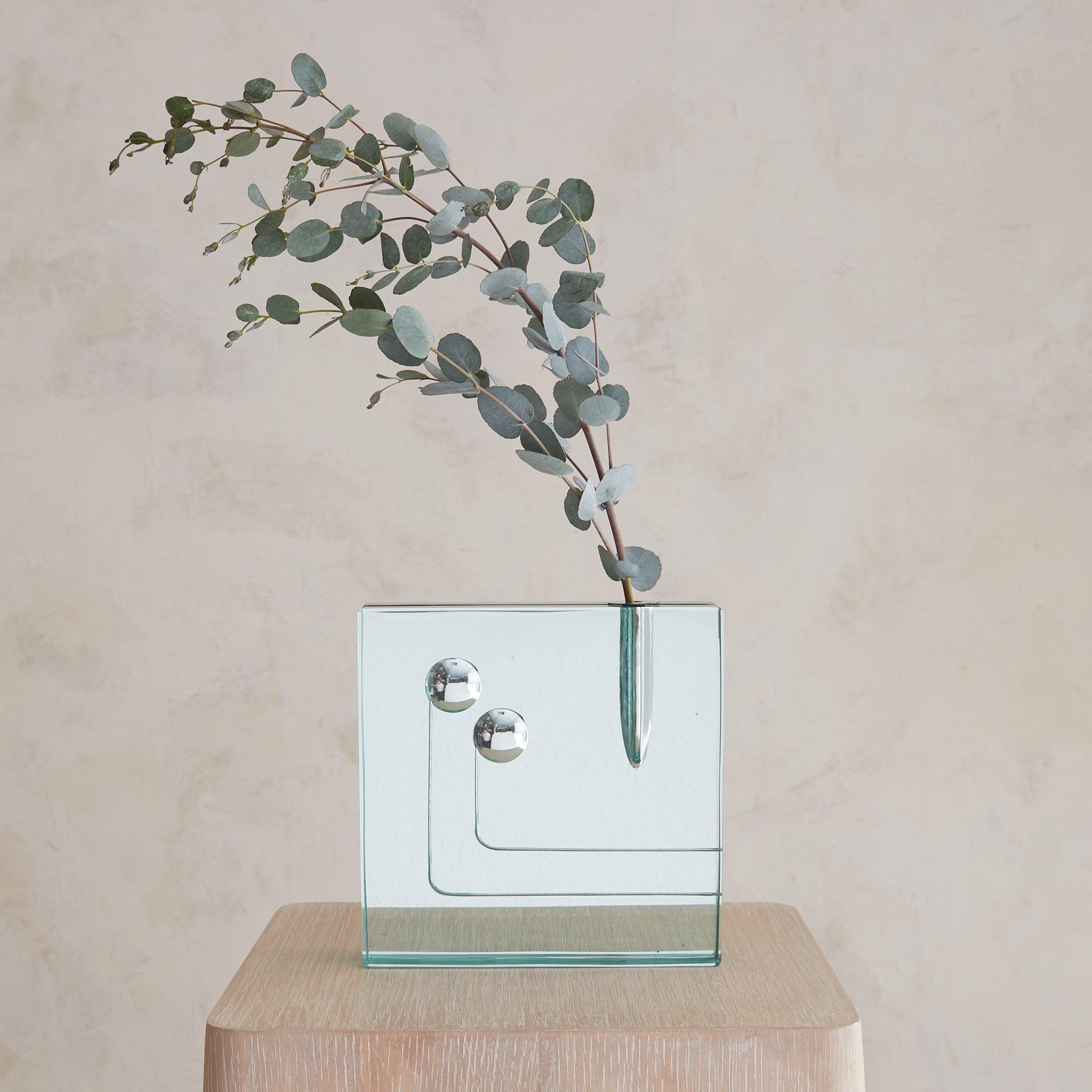 Italian Square Crystal Vase by Pierangelo Gallotti & Luigi Radice, 1960s (Moderne) im Angebot