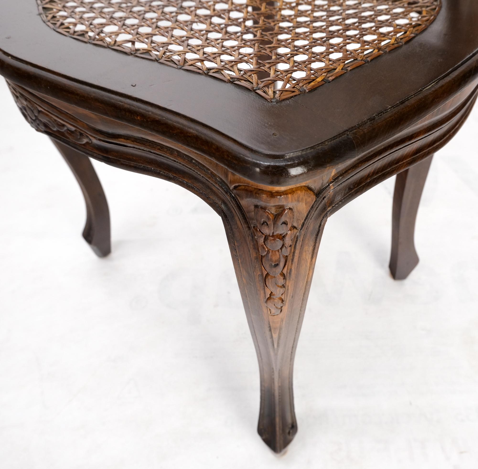Italian Square Game Dining Table w/ Two Matching Cane Seat & Double Back Chairs 3