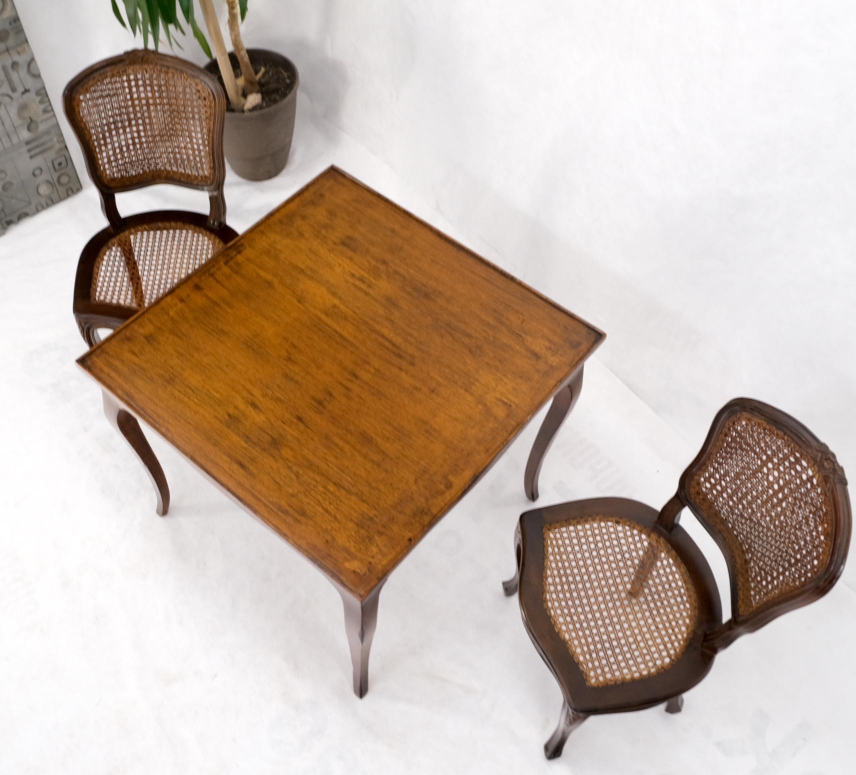 Italian Square Game Dining Table w/ Two Matching Cane Seat & Double Back Chairs 10