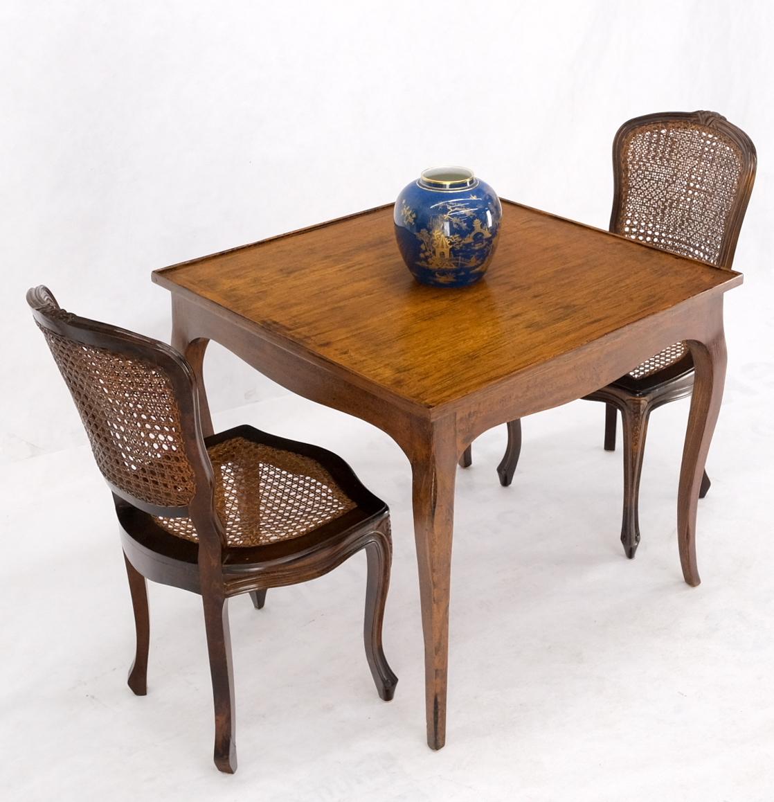 Italian Square Game Dining Table w/ Two Matching Cane Seat & Double Back Chairs In Good Condition In Rockaway, NJ