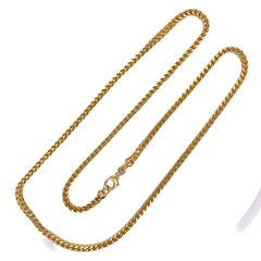 Italian Square Link 14 Karat Yellow Gold Men's Chain Necklace