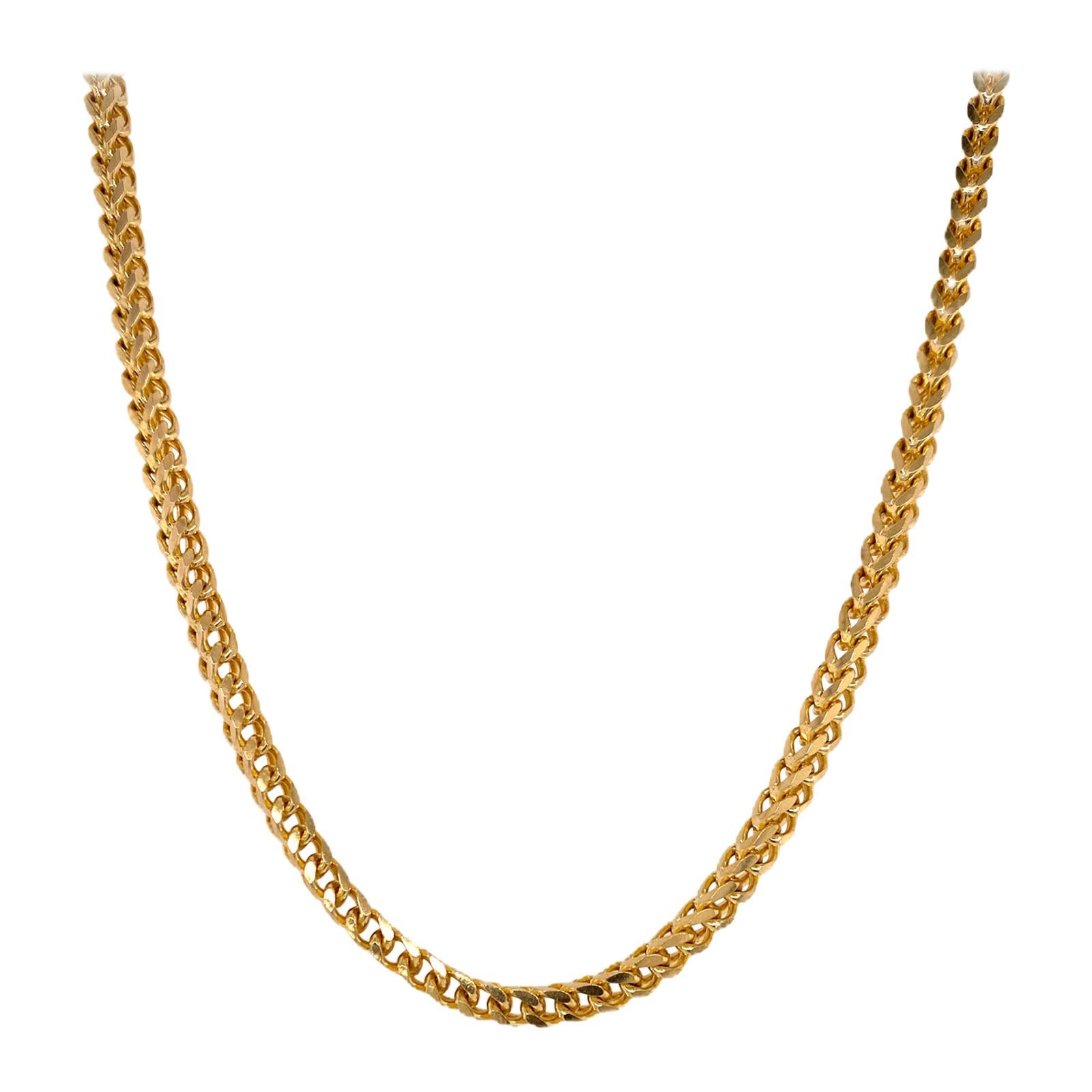 Italian Square Link 14 Karat Yellow Gold Men's Chain Necklace