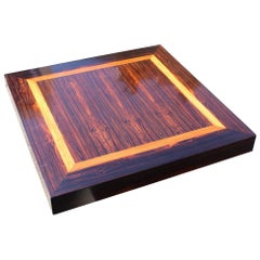 Italian Square Low Coffee Table in Italian 1960 Macassar Ebony