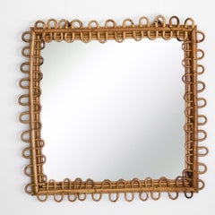 Italian Square Rattan Mirror