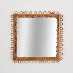 Italian Square Rattan Mirror