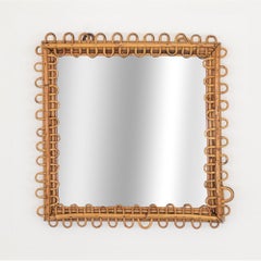 Italian Square Rattan Mirror