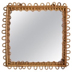 Italian Square Rattan Mirror