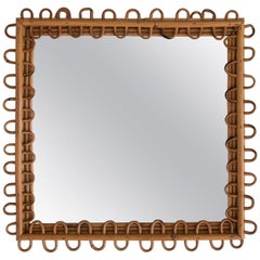 Italian Square Rattan Mirror