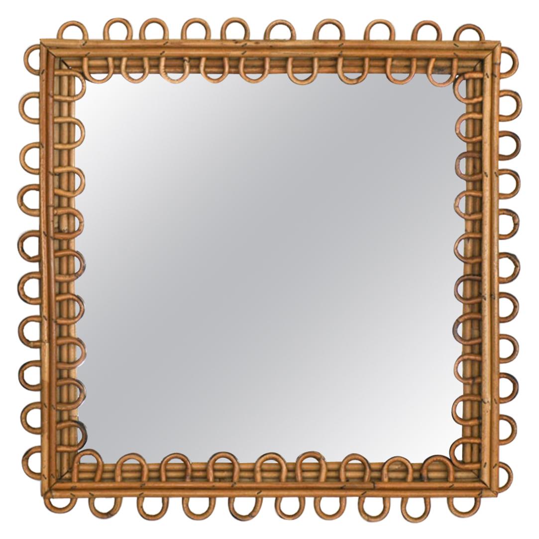 Italian Square Rattan Mirror