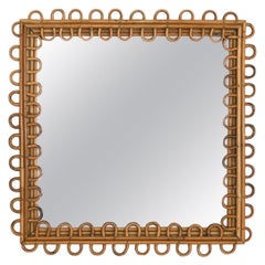 Italian Square Rattan Mirror