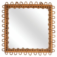 Italian Square Rattan Mirror