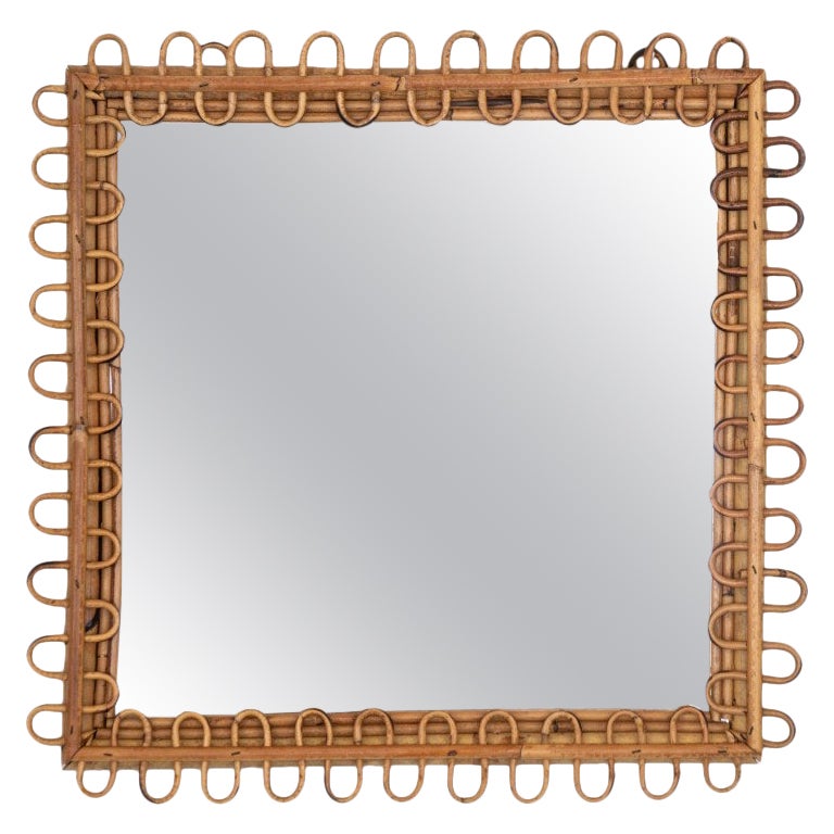 Italian Square Rattan Mirror