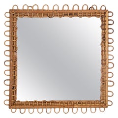 Italian Square Rattan Mirror