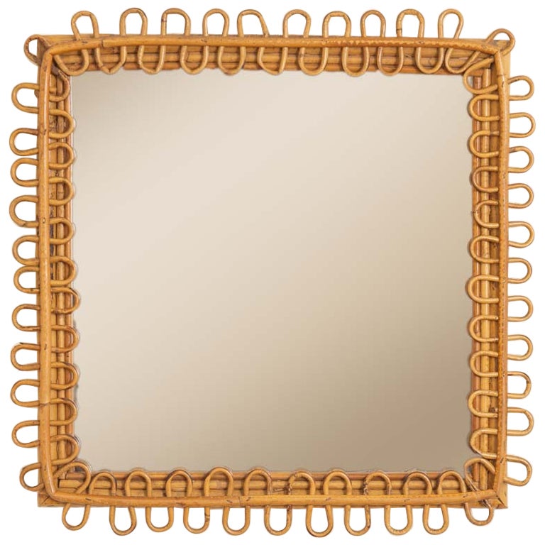 Italian Square Rattan Mirror