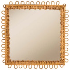 Miroir carré italien en rotin