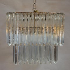 Italian Square Shape Chandelier in the Style of Venini, circa 1970s