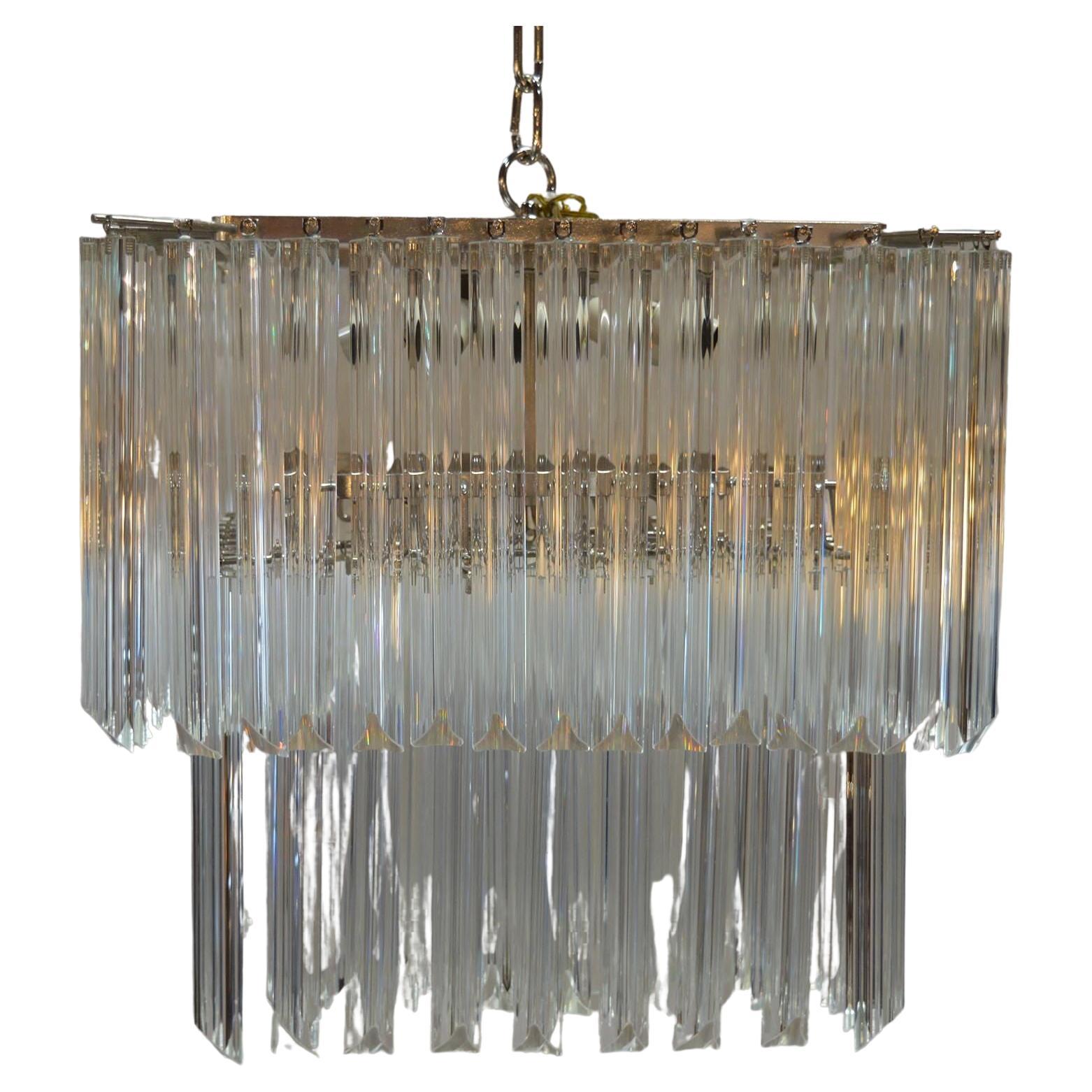 Italian Square Shape Chandelier in the Style of Venini, circa 1970s For Sale