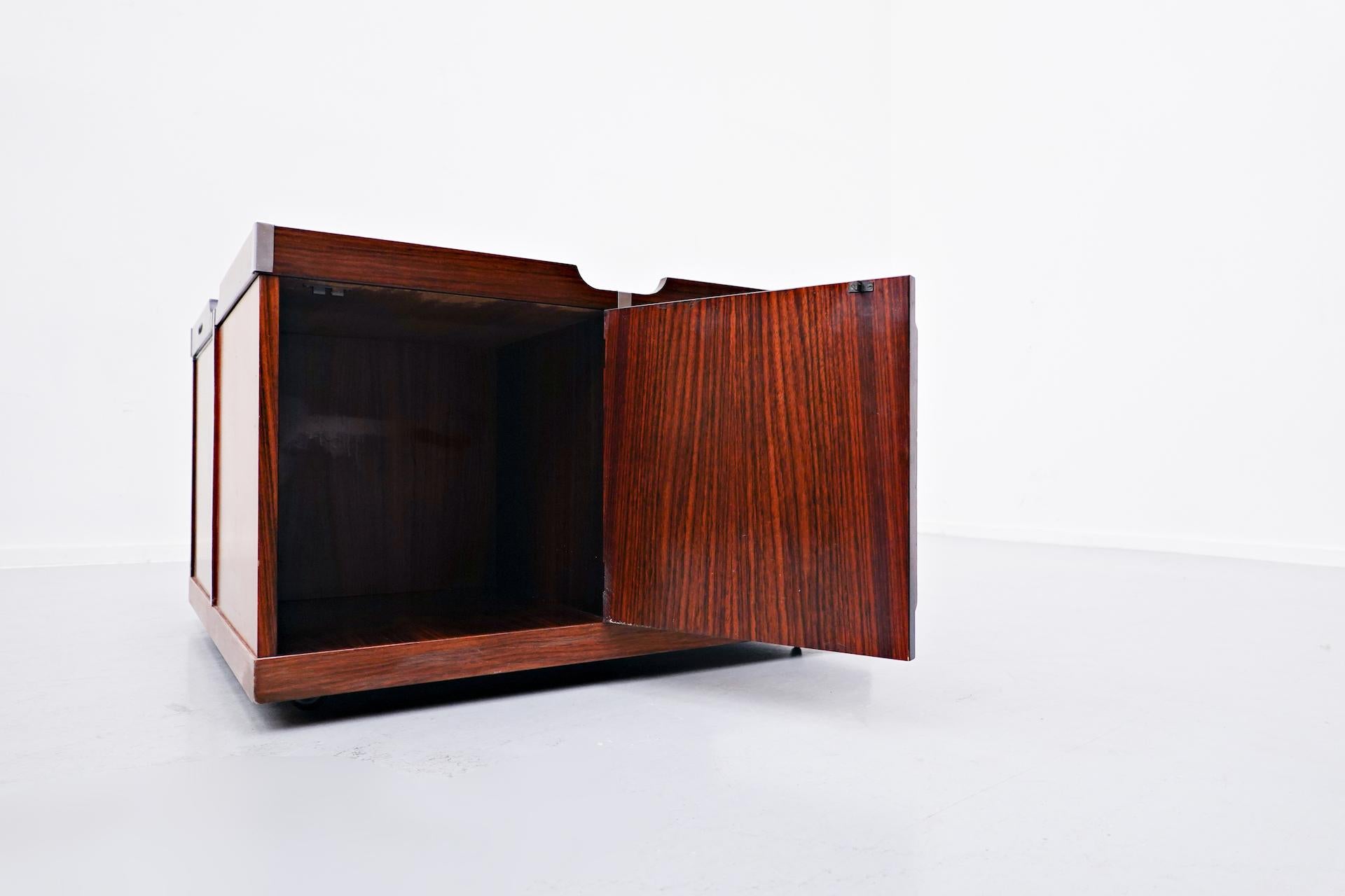 Mid-Century Modern Italian wooden Square Storage Coffee Table 8