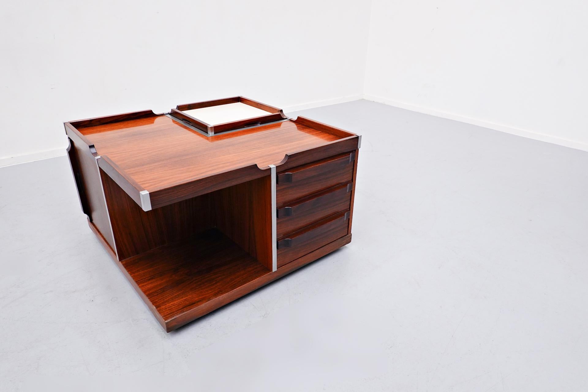 Mid-Century Modern Italian wooden Square Storage Coffee Table 11