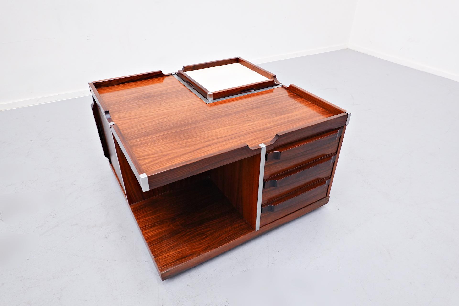Mid-Century Modern Italian wooden Square Storage Coffee Table 12