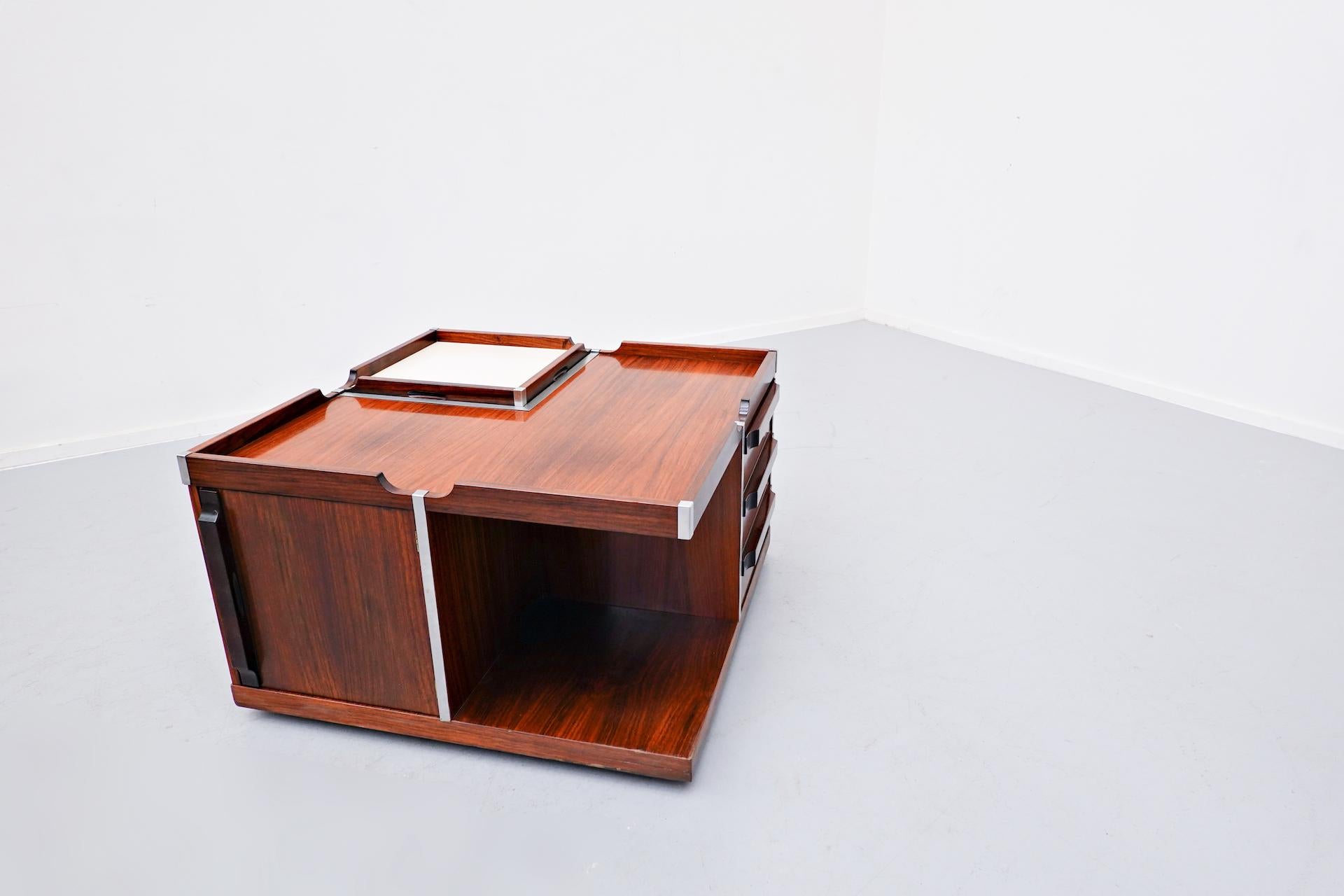 Wood Mid-Century Modern Italian wooden Square Storage Coffee Table