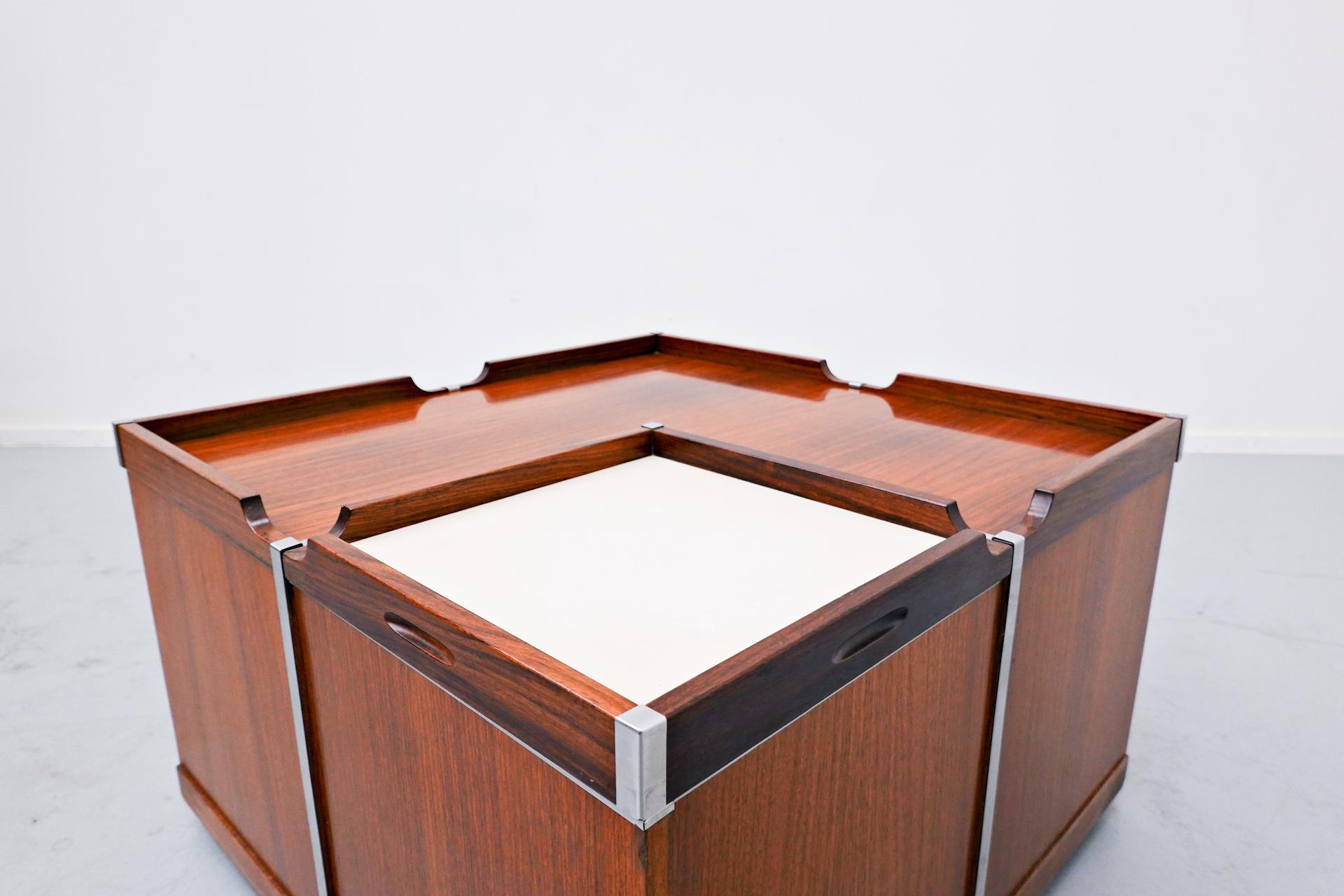 Mid-Century Modern Italian wooden Square Storage Coffee Table 2