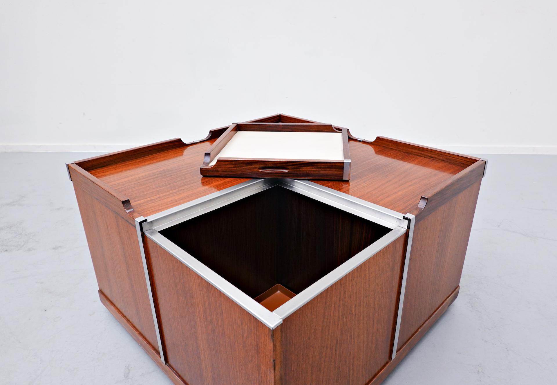 Mid-Century Modern Italian wooden Square Storage Coffee Table 3