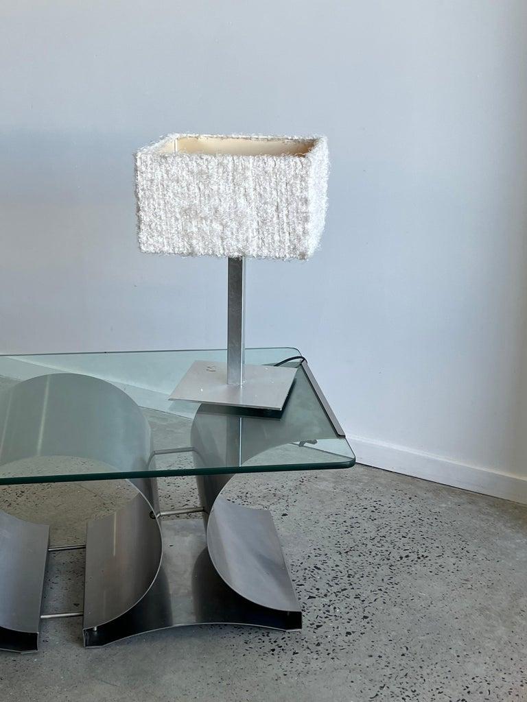 Acciaio Lampada da tavolo quadrata italiana anni '80