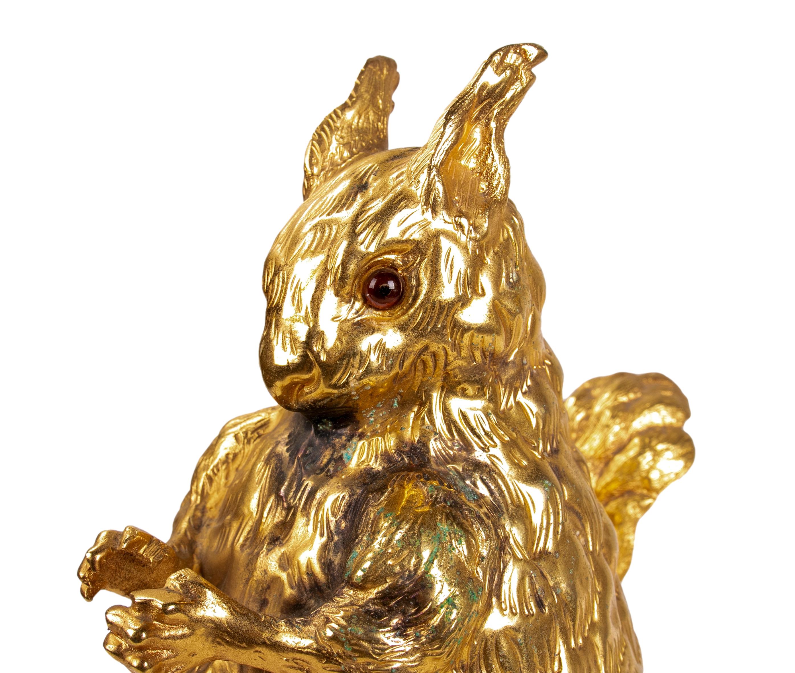 Italian Squirrel-Shaped Box in Gilded Metal Signed on the Inside For Sale 11