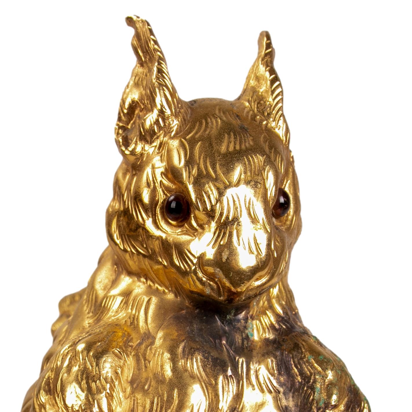 Italian Squirrel-Shaped Box in Gilded Metal Signed on the Inside For Sale 12