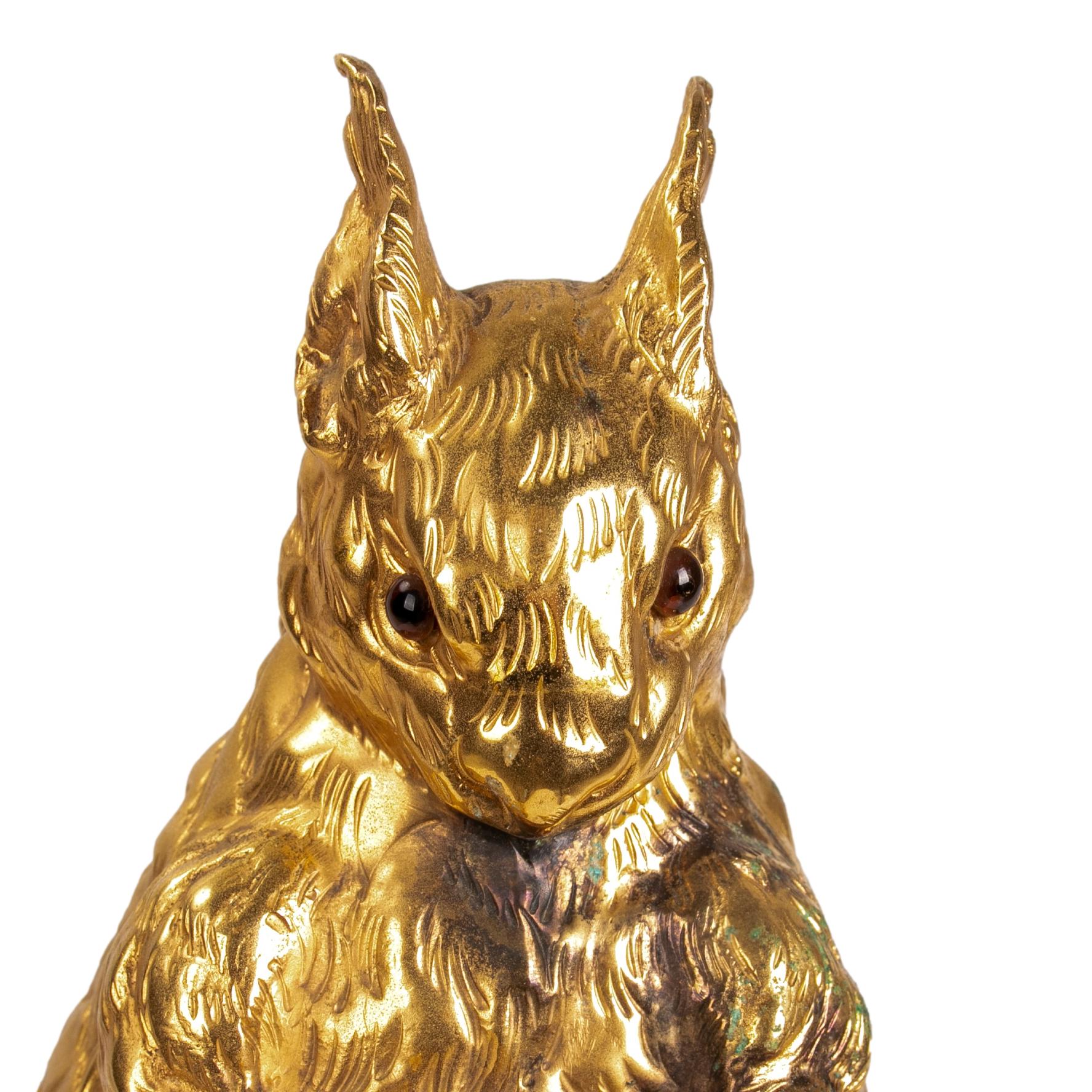 Italian Squirrel-Shaped Box in Gilded Metal Signed on the Inside For Sale 5