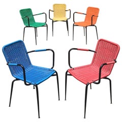 Italian Stackable Colored Outdoor, Original Scooby and Steel Chairs, 1960s