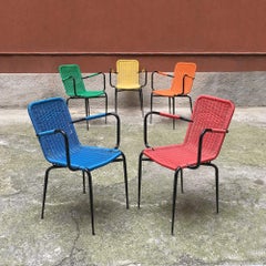 Italian Stackable Colored Outdoor, Original Scooby and Steel Chairs, 1960s