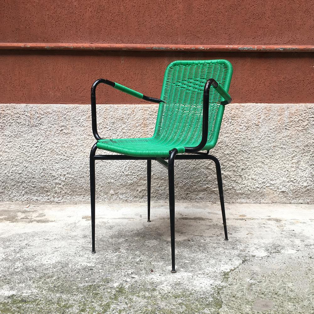 Italian Stackable Colored Outdoor, Original Scooby and Steel Chairs, 1960s In Good Condition In MIlano, IT