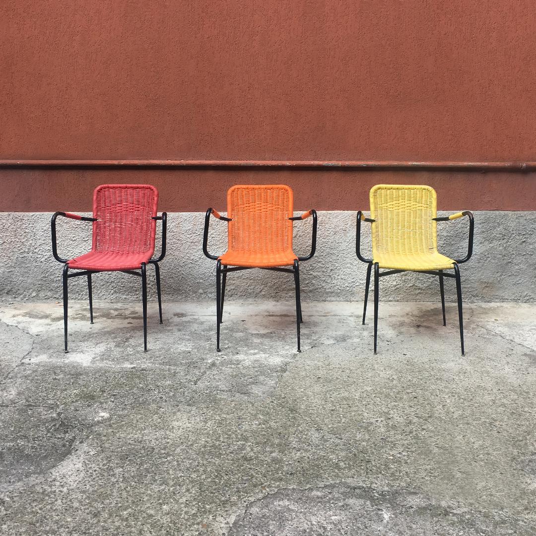 Mid-Century Modern Italian Stackable Outdoor Chairs in Coloured Scooby, 1960s