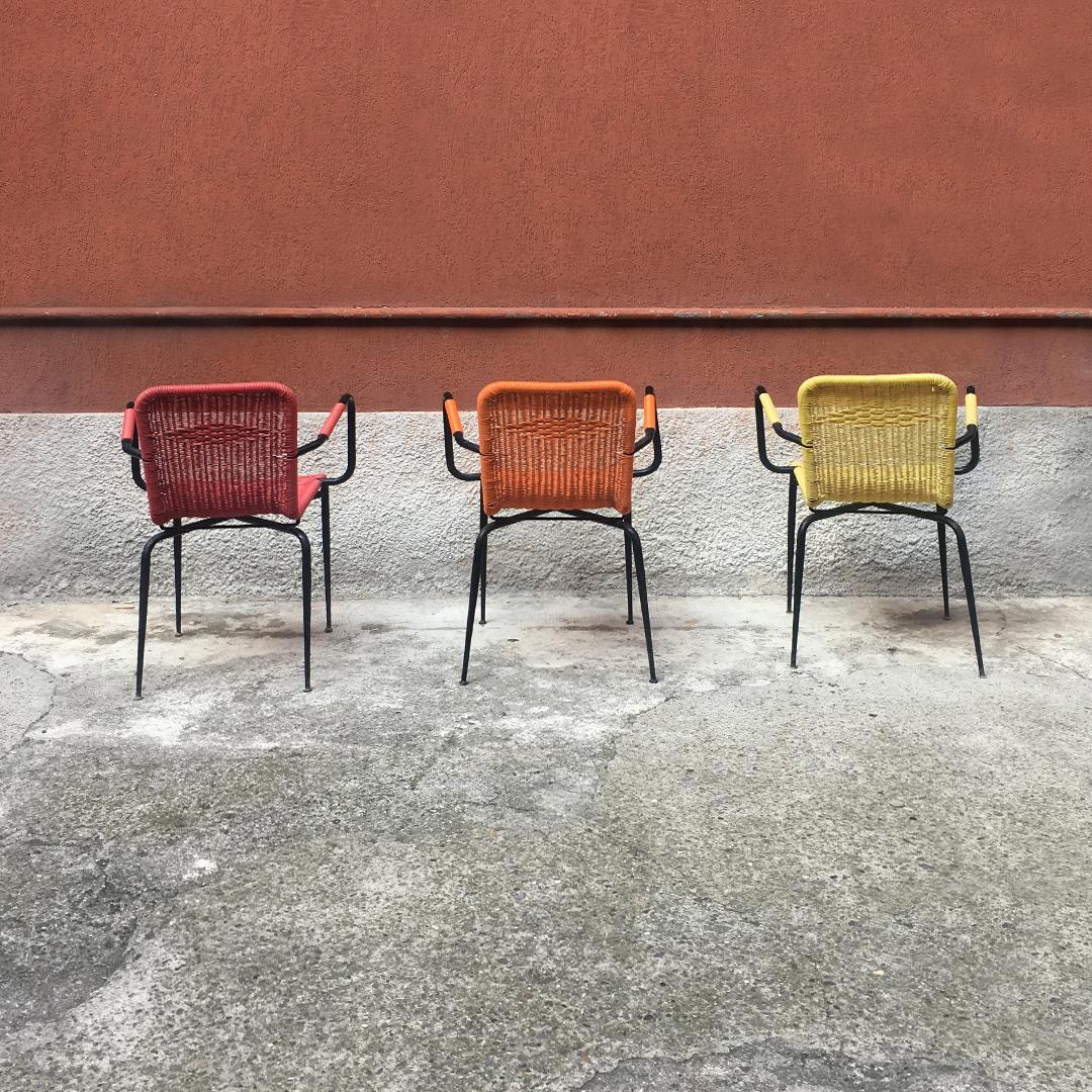 Italian Stackable Outdoor Chairs in Coloured Scooby, 1960s In Good Condition In MIlano, IT