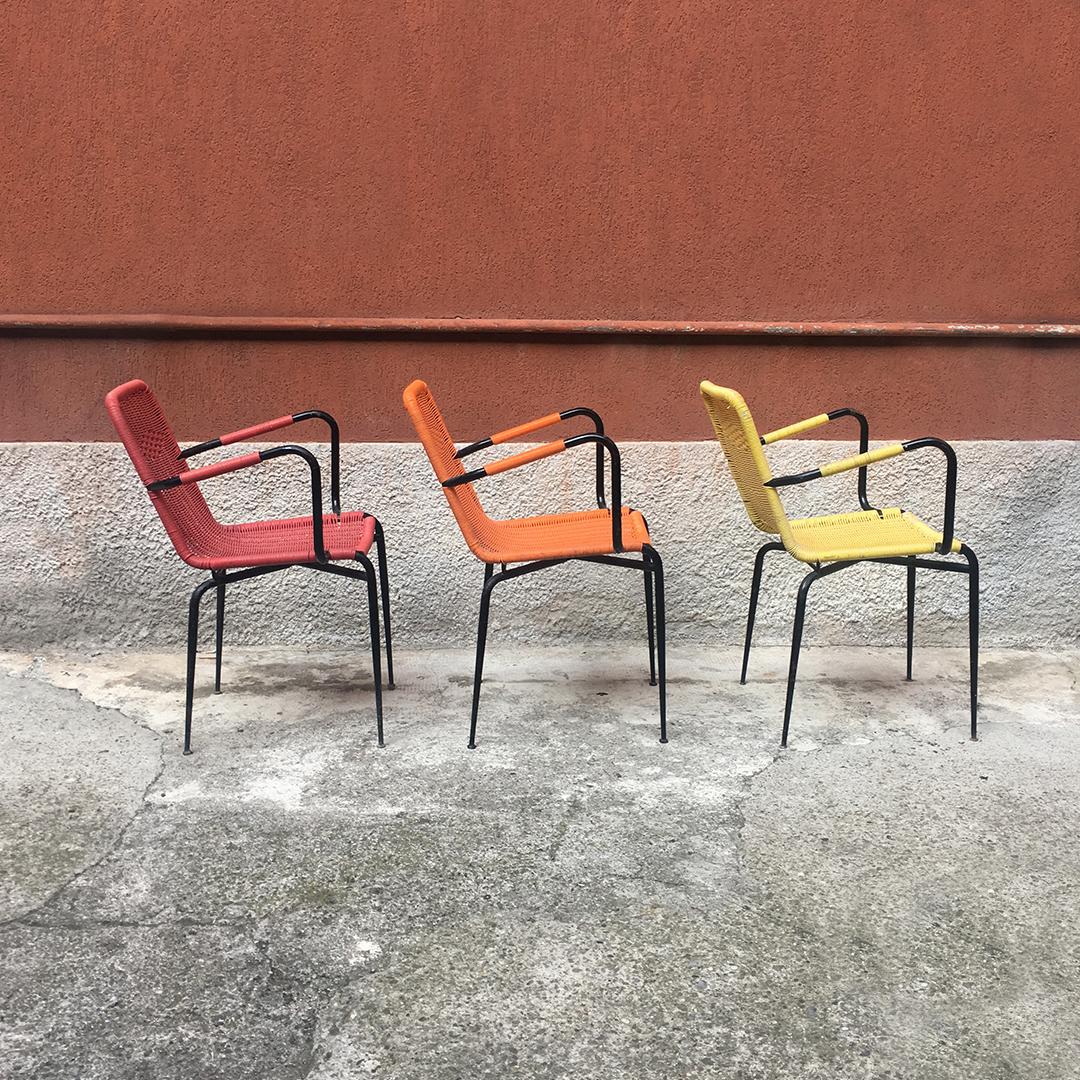 Steel Italian Stackable Outdoor Chairs in Coloured Scooby, 1960s