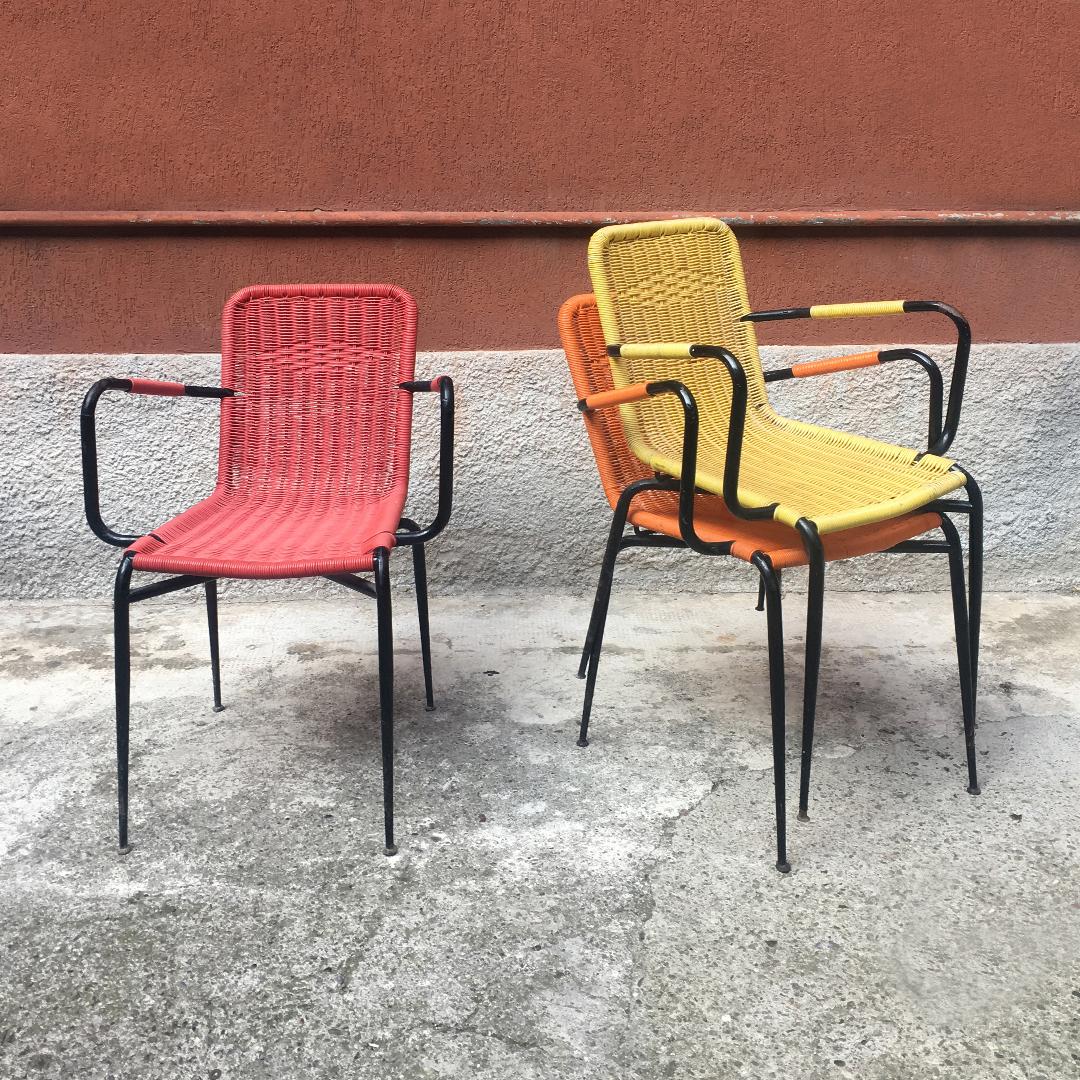 Italian Stackable Outdoor Chairs in Coloured Scooby, 1960s 3